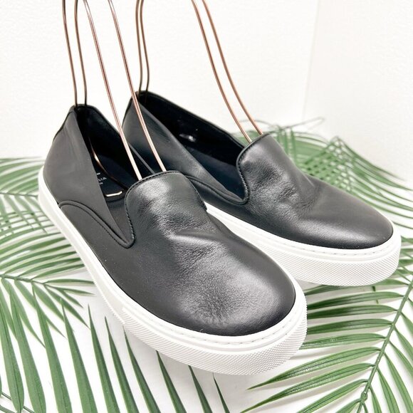 Aquatalia Black Leather Slip On Casual Weatherproof Sneakers Size 8 NWOB - Picture 1 of 9